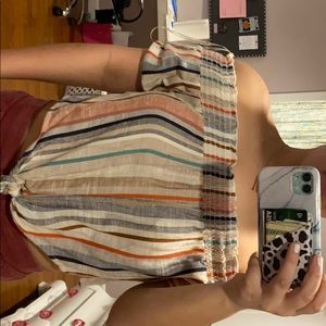 Off the shoulder stripped crop top